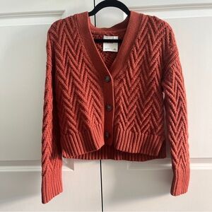 Abercrombie & Fitch Herringbone Stitch Cardigan - Paprika